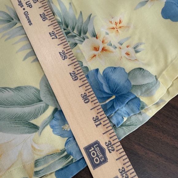 Nautica Mens XXL Pre-Owned Yellow Hawaiian Tropical Floral 100% Silk SS Shirt - Picture 9 of 11